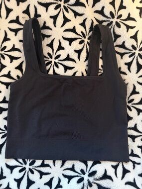 All In Motion | Women’s Compression Black Ribbed Crop Bralette | Medium